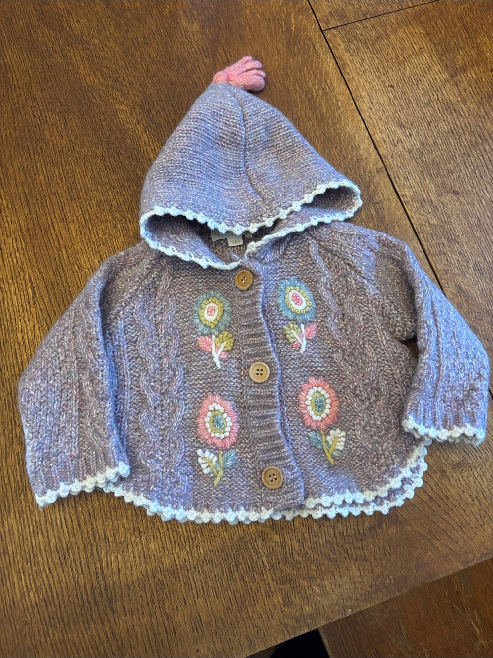 Louise Misha Cape Clara Wool Cotton Cardigan Hooded Sweater 9 Months in Mauve